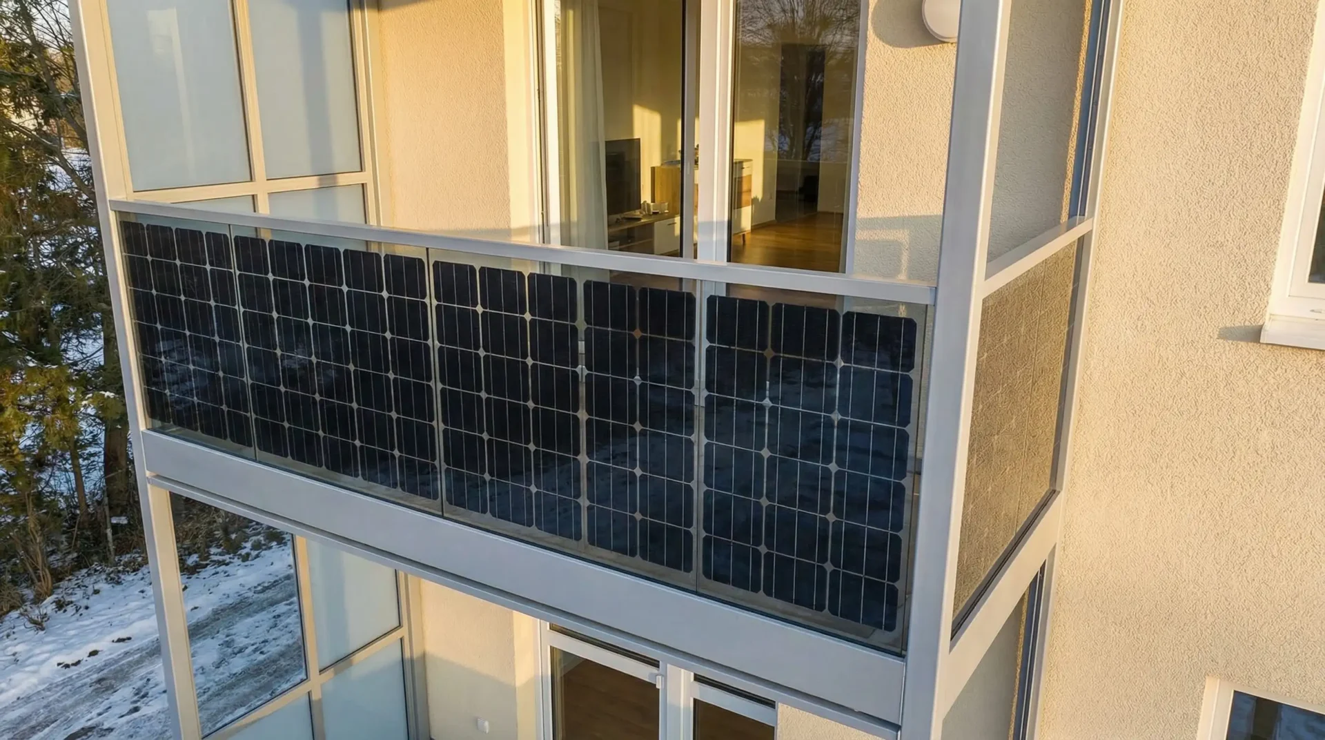Solar Panele an einem Balkon